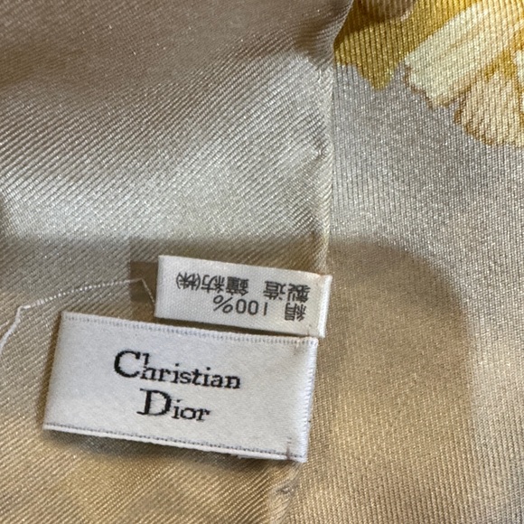 Authentic Dior Gold and Cream Silk Oversize Scarf - Picture 10 of 11